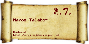 Maros Talabor névjegykártya